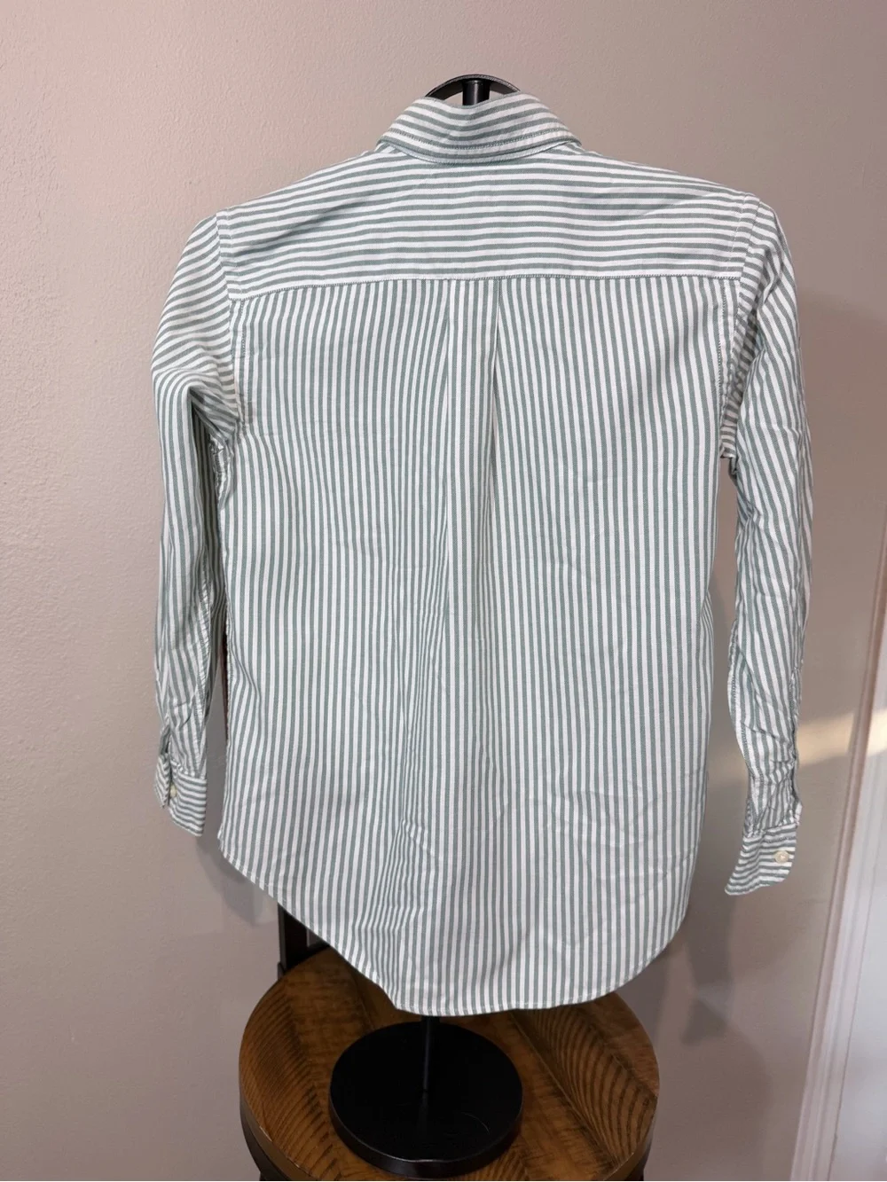 Ralph Lauren Boys Green/White Striped Cotton Button-Up Shirt M 10/12